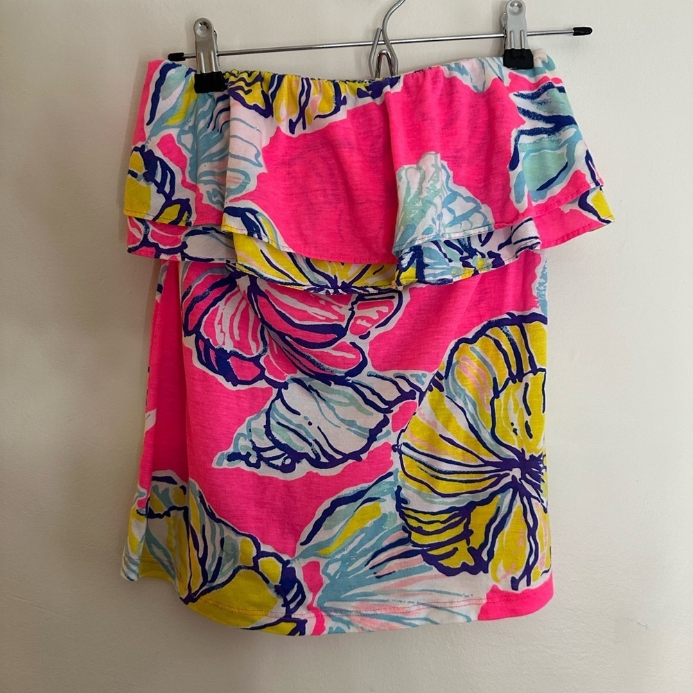 Lilly Pulitzer Pink Floral Strapless Top-08